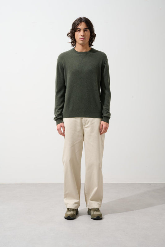 NOLAN Pullover mit Rundhalsausschnitt khaki 100% Kaschmir