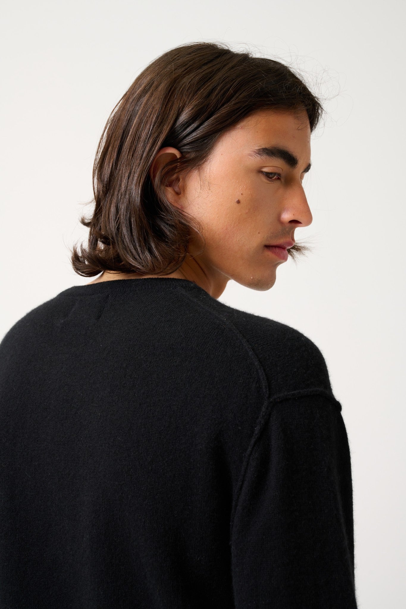 nolan pull col rond noir 100% cachemire