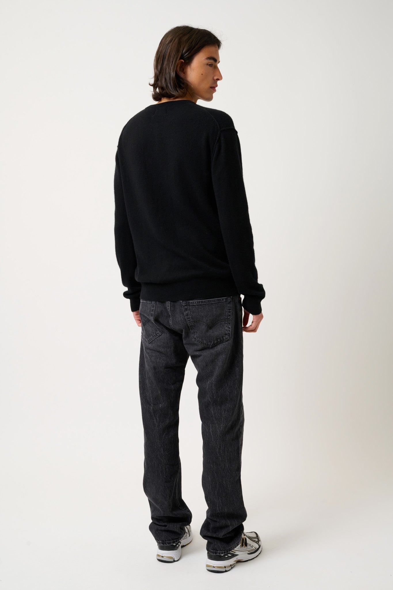 nolan pull col rond noir 100% cachemire