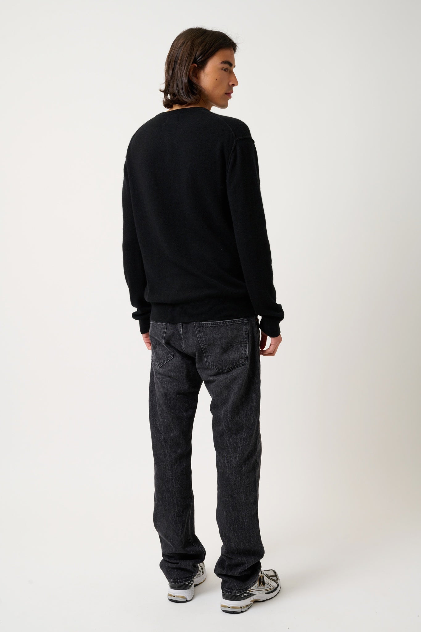 NOLAN pull col rond noir 100% cachemire