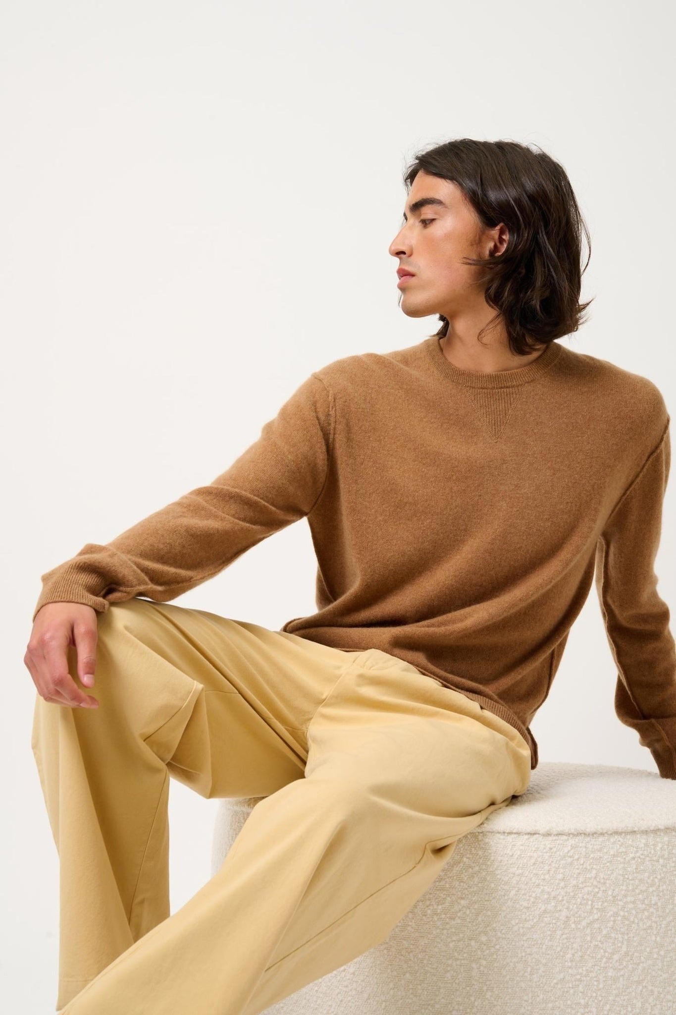 NOLAN round-neck sweater hazelnut 100% cashmere