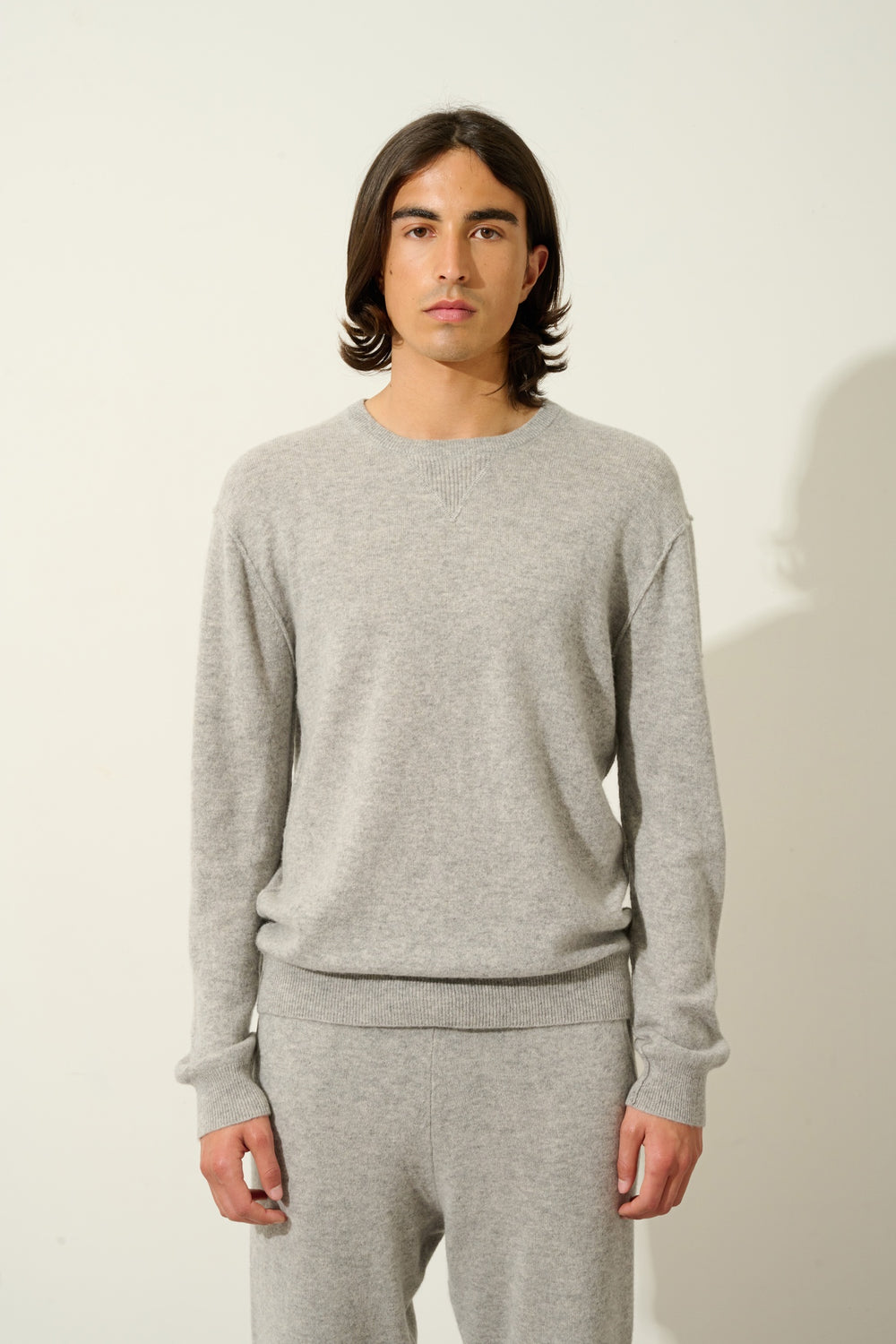 NOLAN Pullover mit Rundhalsausschnitt Wolke meliert 100% Kaschmir