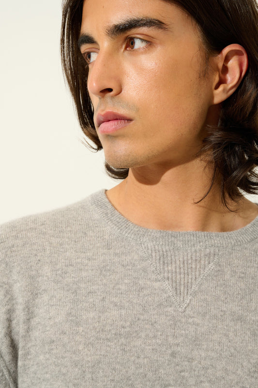 NOLAN Pullover mit Rundhalsausschnitt Wolke meliert 100% Kaschmir