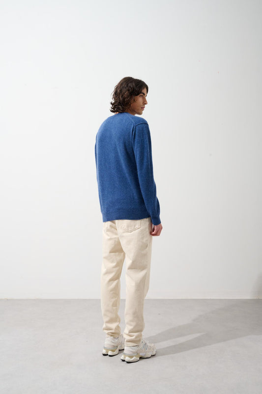 NOLAN Pullover mit Rundhalsausschnitt ocean meliert 100% Kaschmir