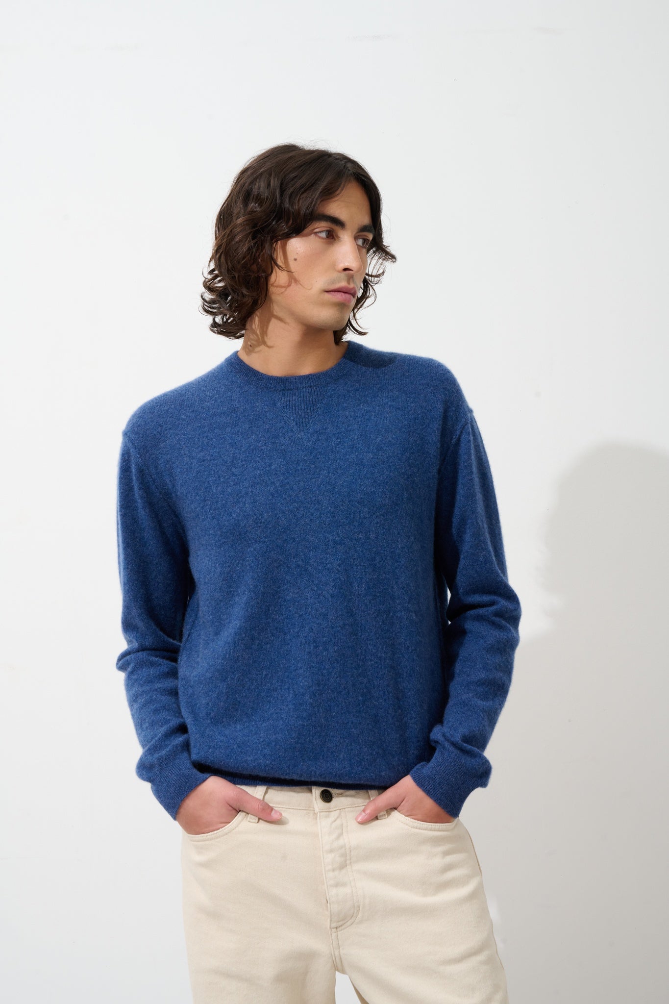 NOLAN pull col rond ocean chiné 100% cachemire