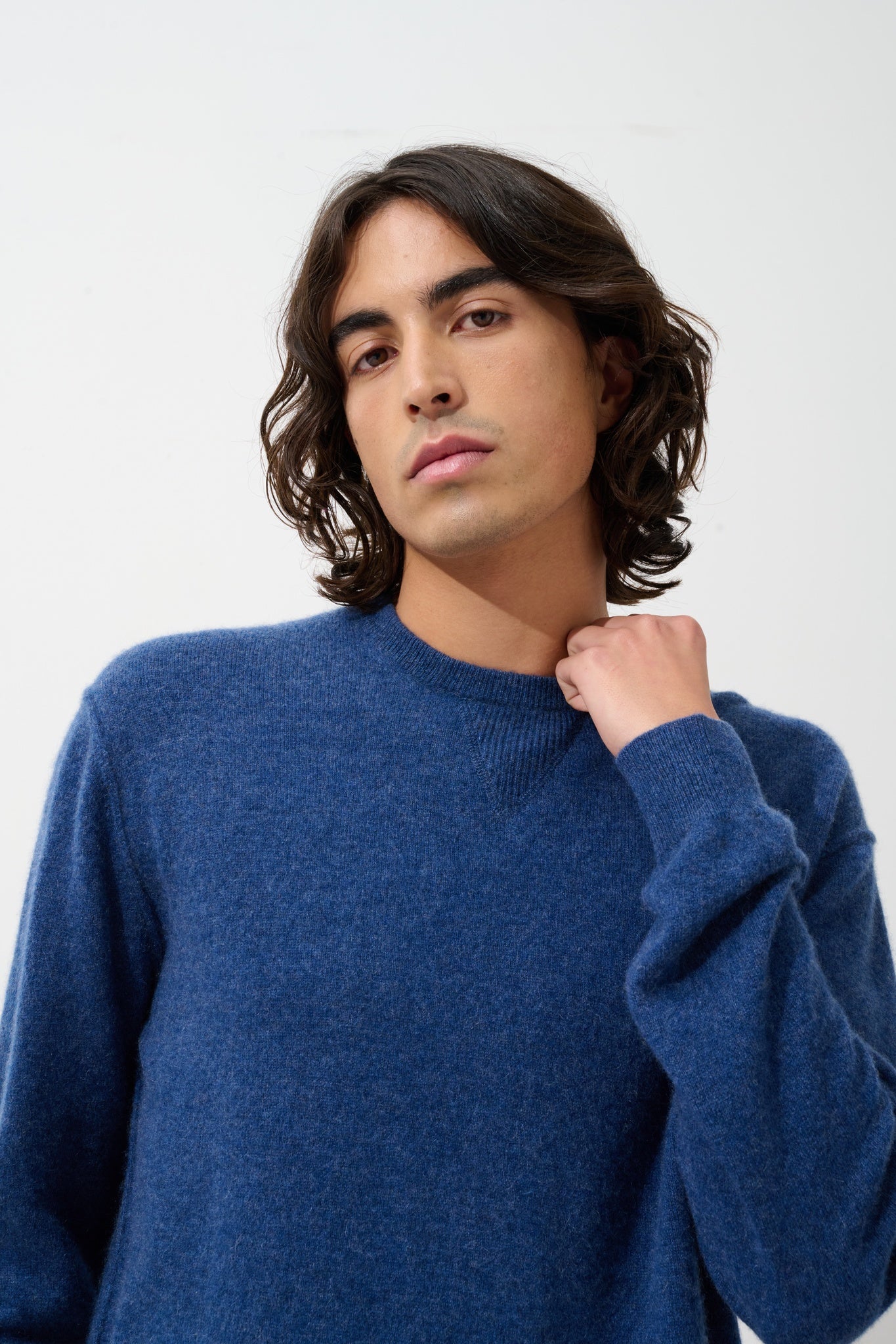 NOLAN pull col rond ocean chiné 100% cachemire