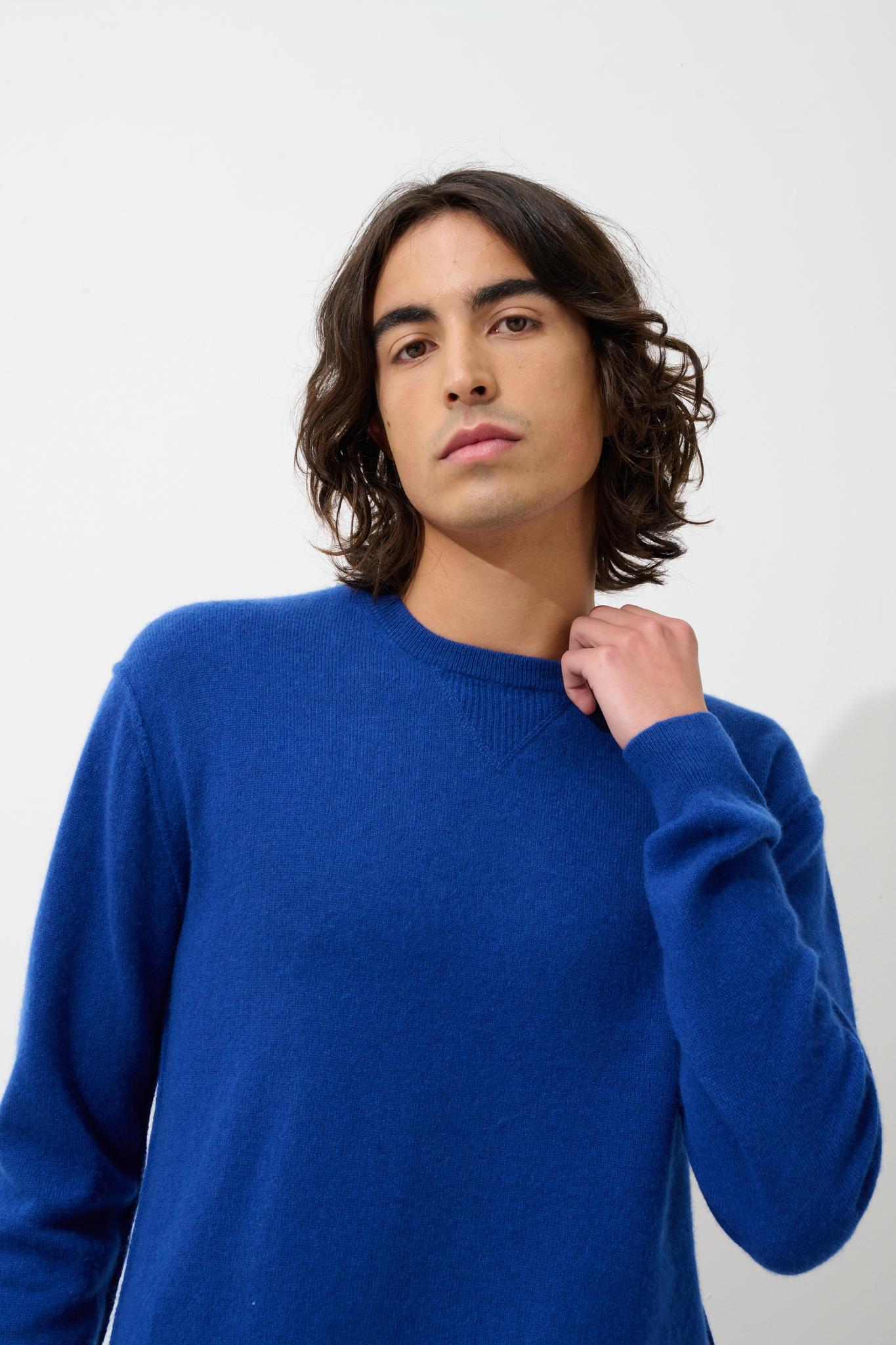 NOLAN ultramarine round-neck sweater 100% cashmere