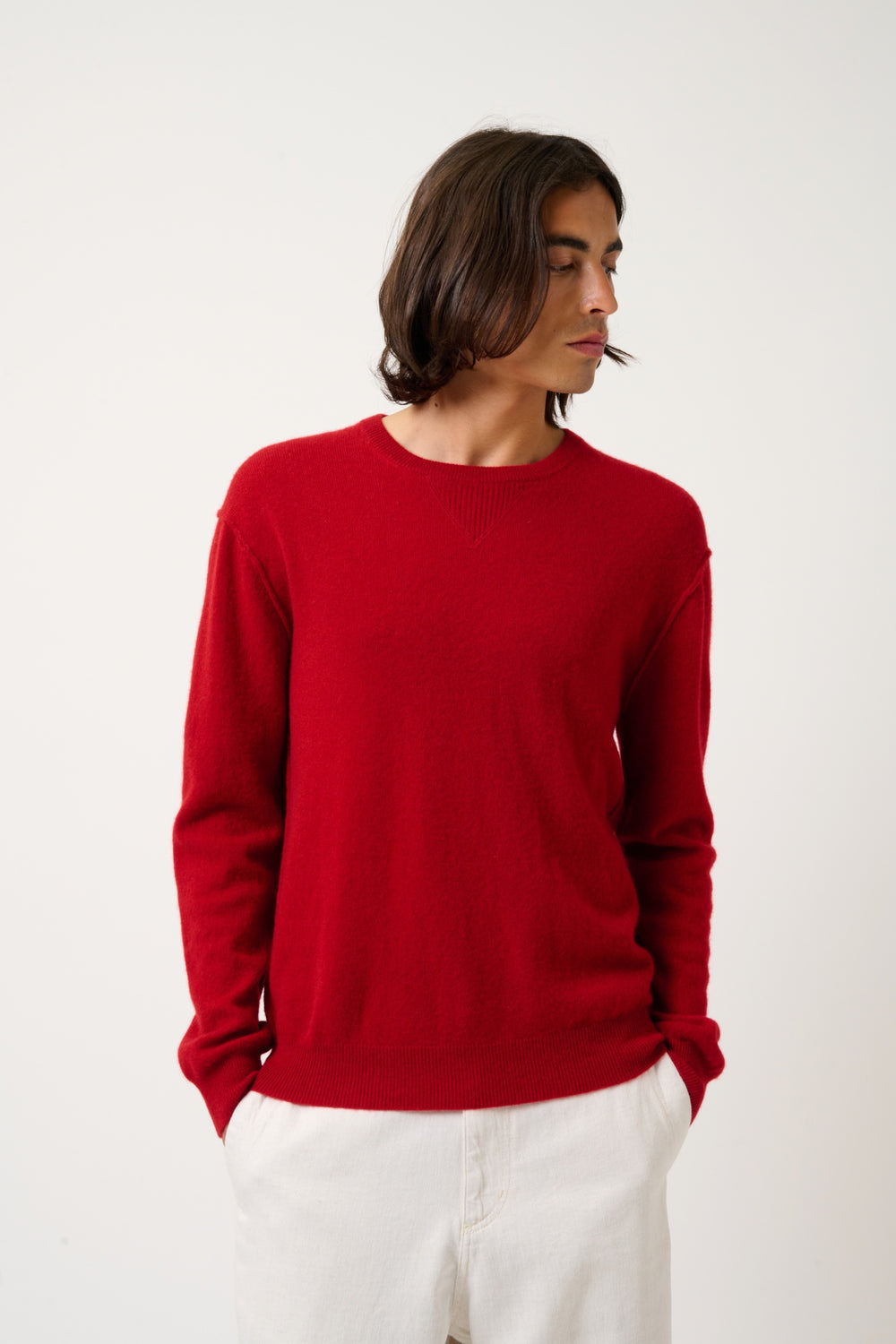 NOLAN pull col rond rubis 100% cachemire