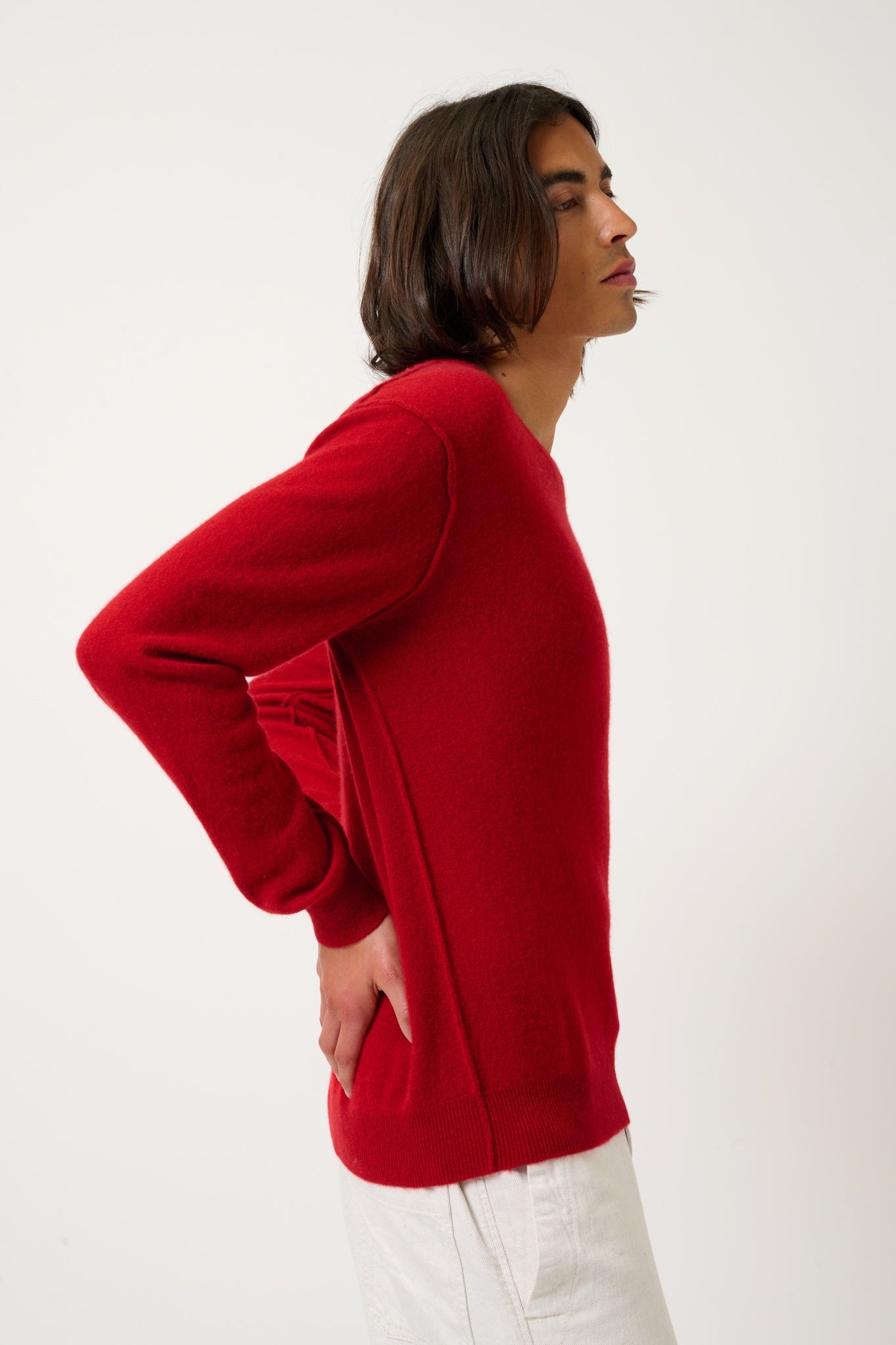 NOLAN pull col rond rubis 100% cachemire