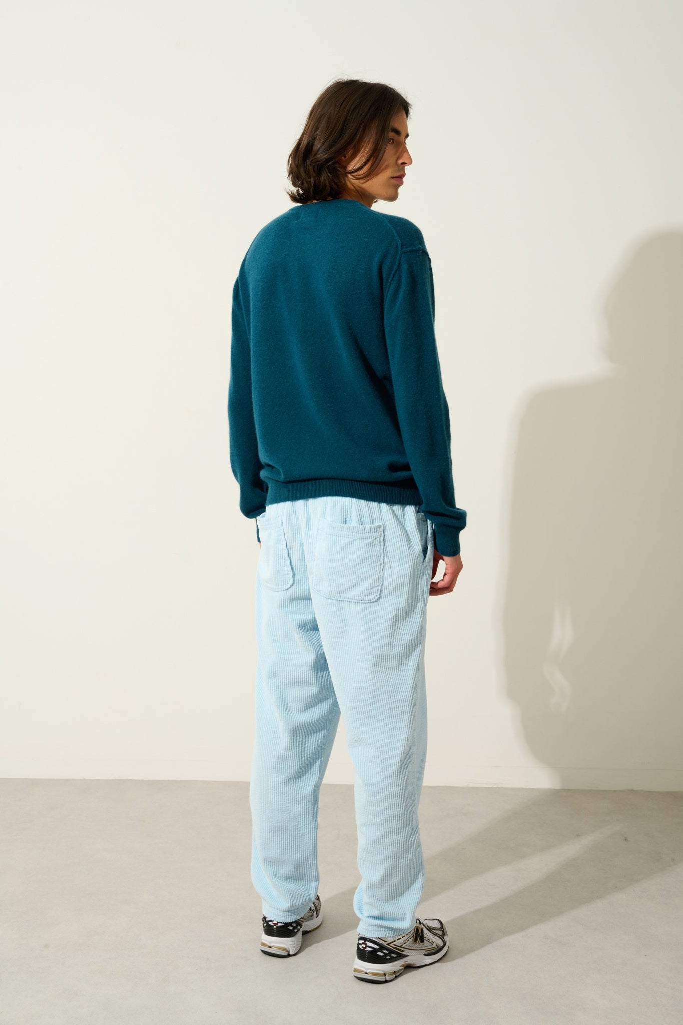 NOLAN pull col rond vert canard 100% cachemire