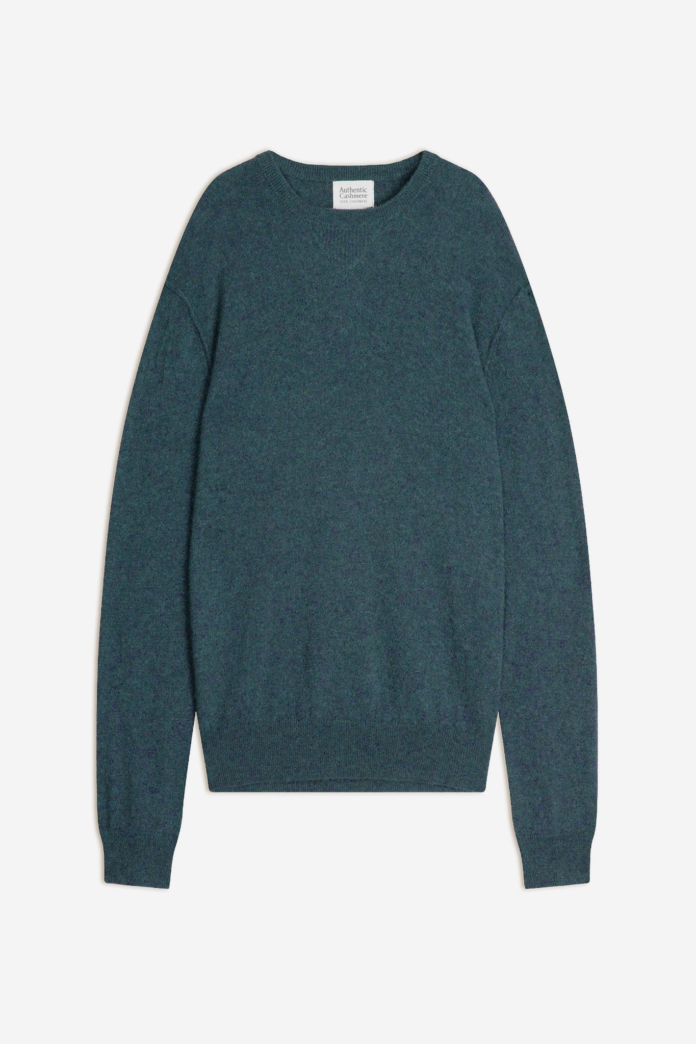 nolan pull col rond vert canard chiné 100% cachemire