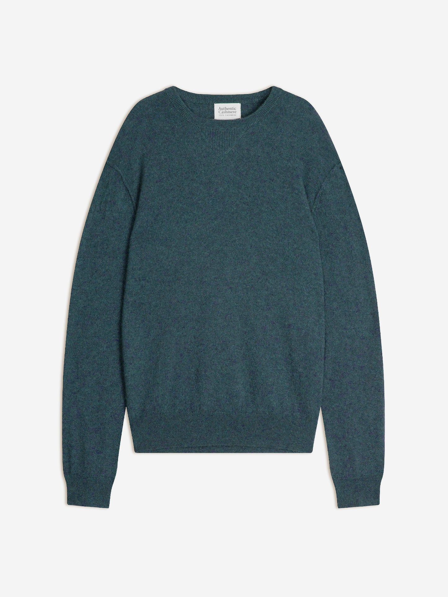 NOLAN pull col rond vert canard chiné 100% cachemire