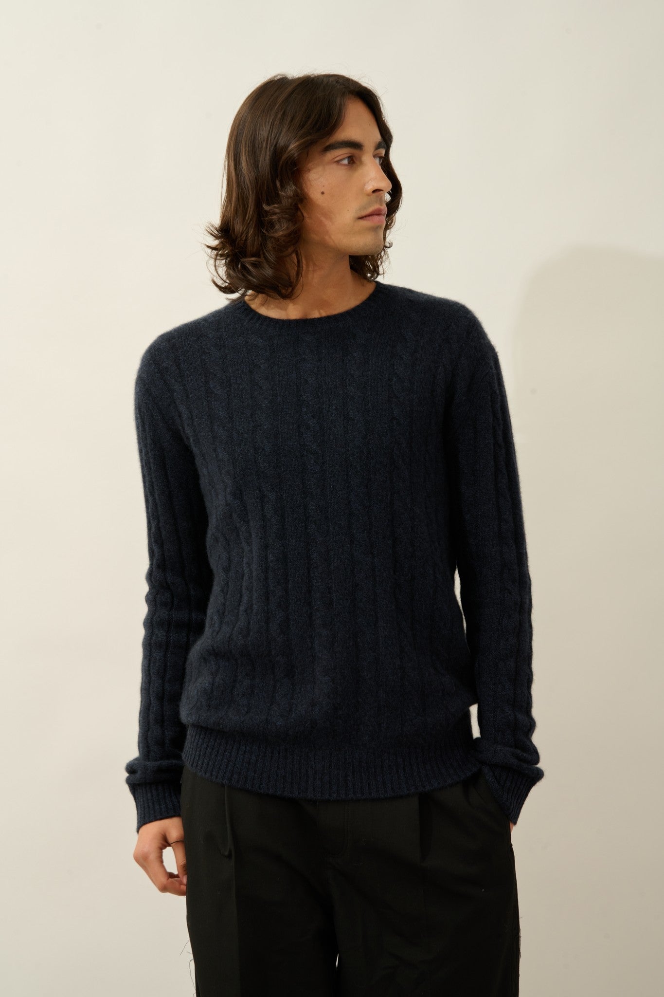 orivian pull col rond 4 fils caviar 100% cachemire