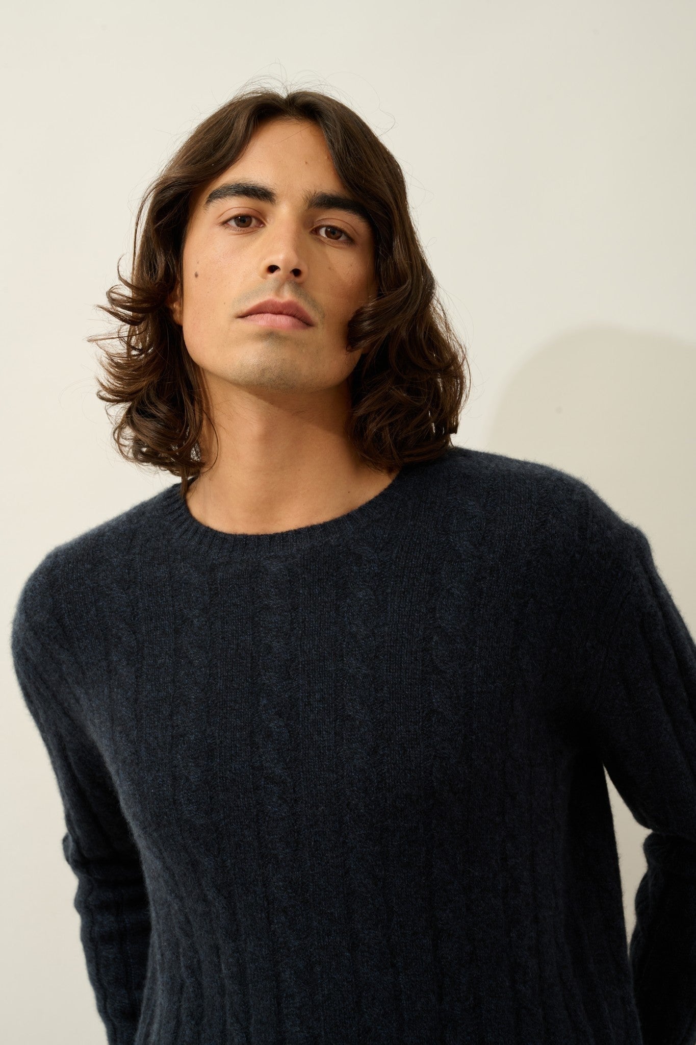 orivian pull col rond 4 fils caviar 100% cachemire