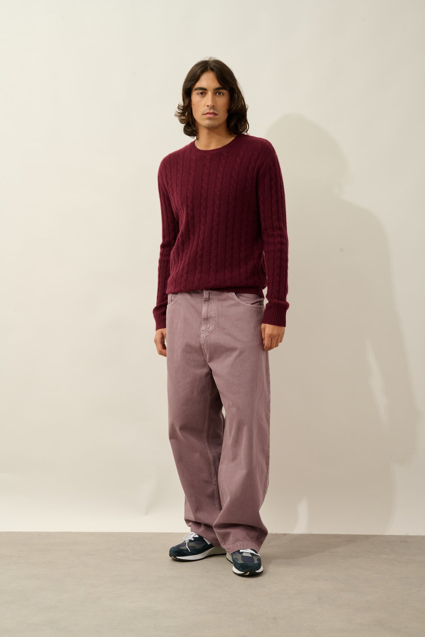 ORIVIAN pull col rond 4 fils mûre 100% cachemire