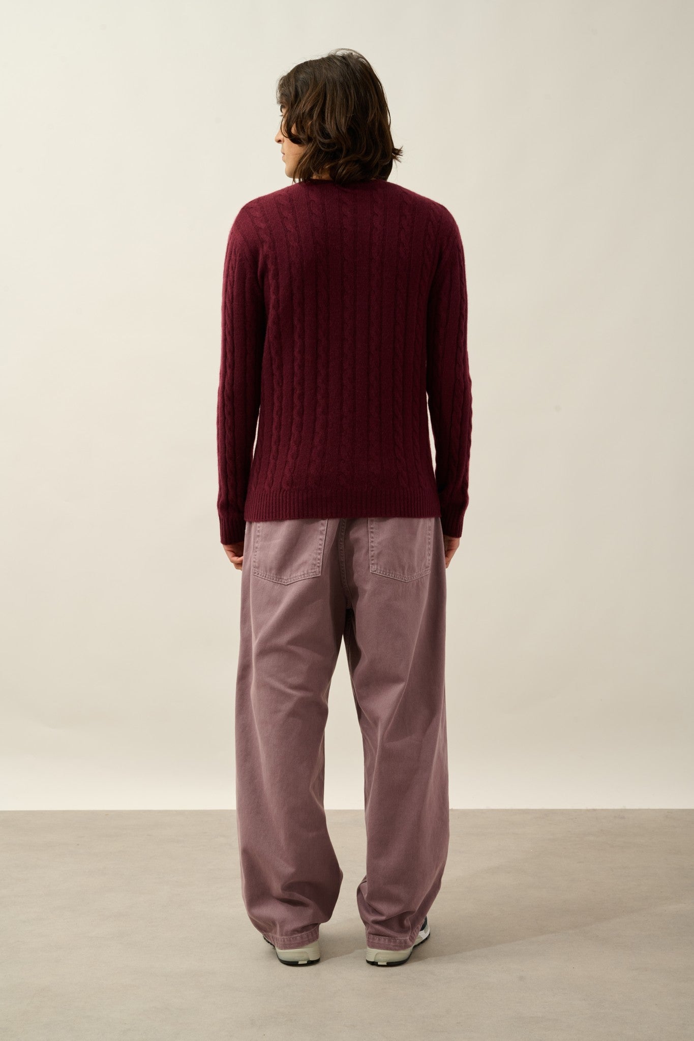 orivian pull col rond 4 fils mûre 100% cachemire