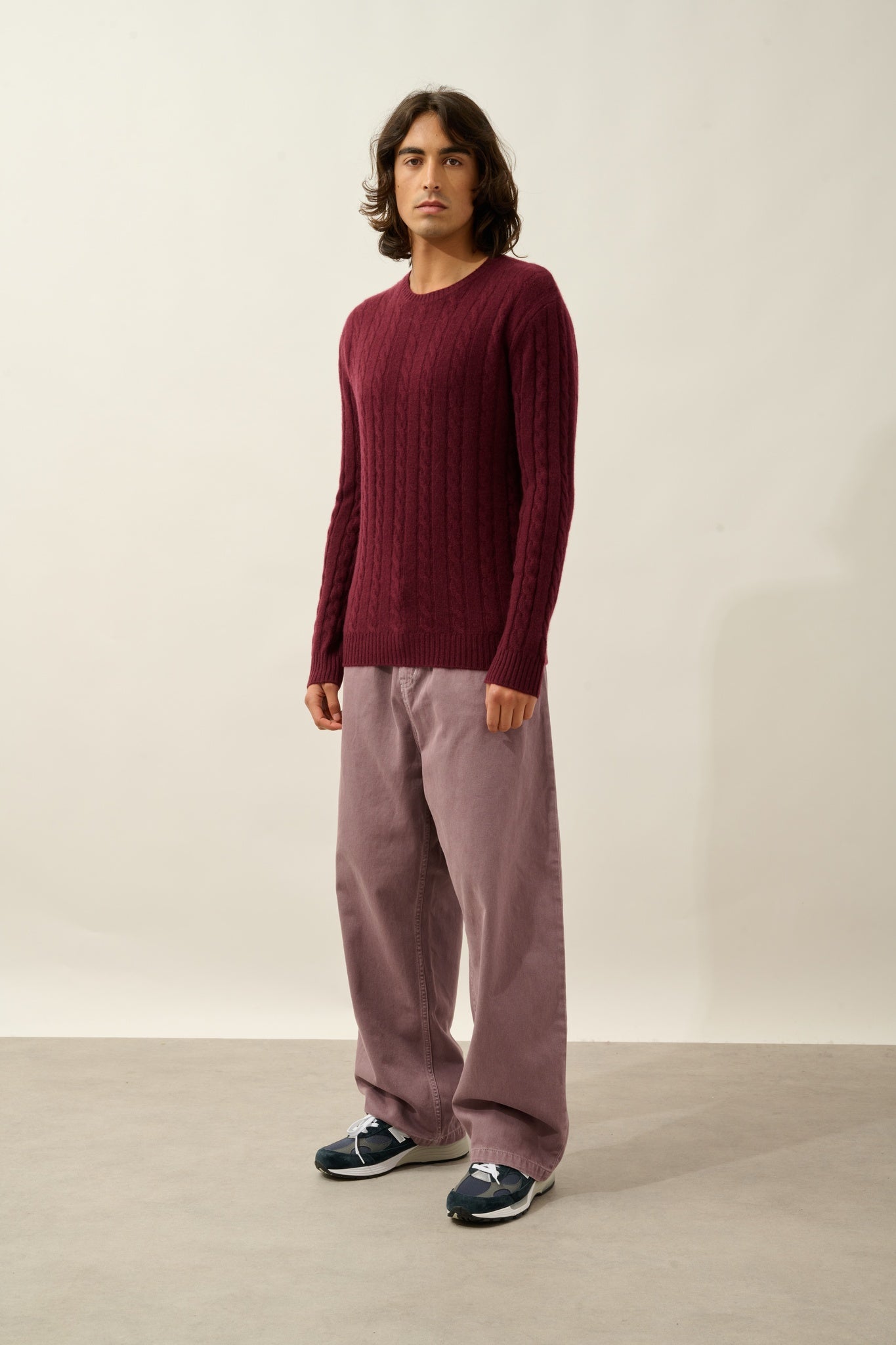 ORIVIAN pull col rond 4 fils mûre 100% cachemire