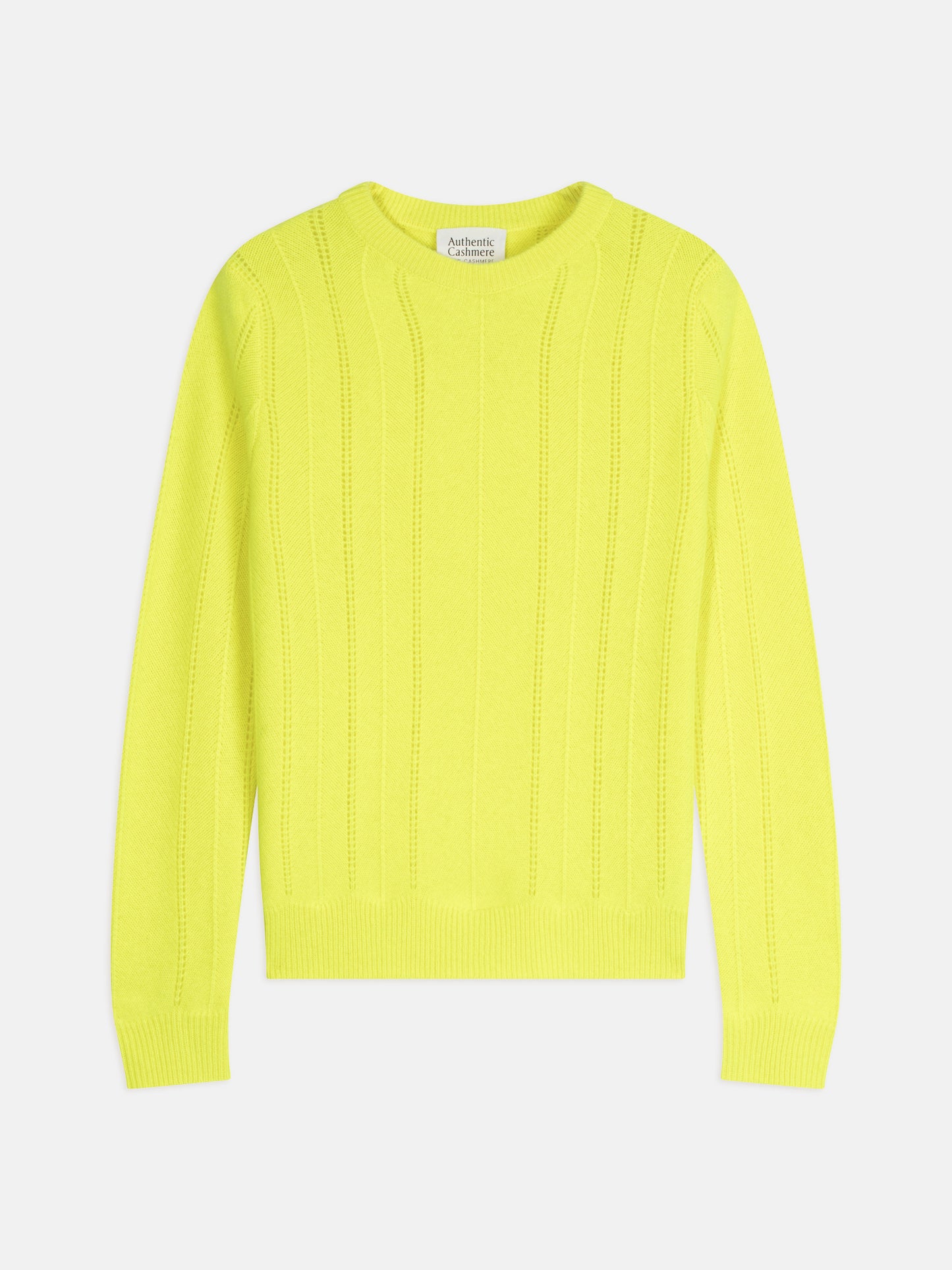 ORYNEL pull col rond 4 fils jaune fluo 100% cachemire