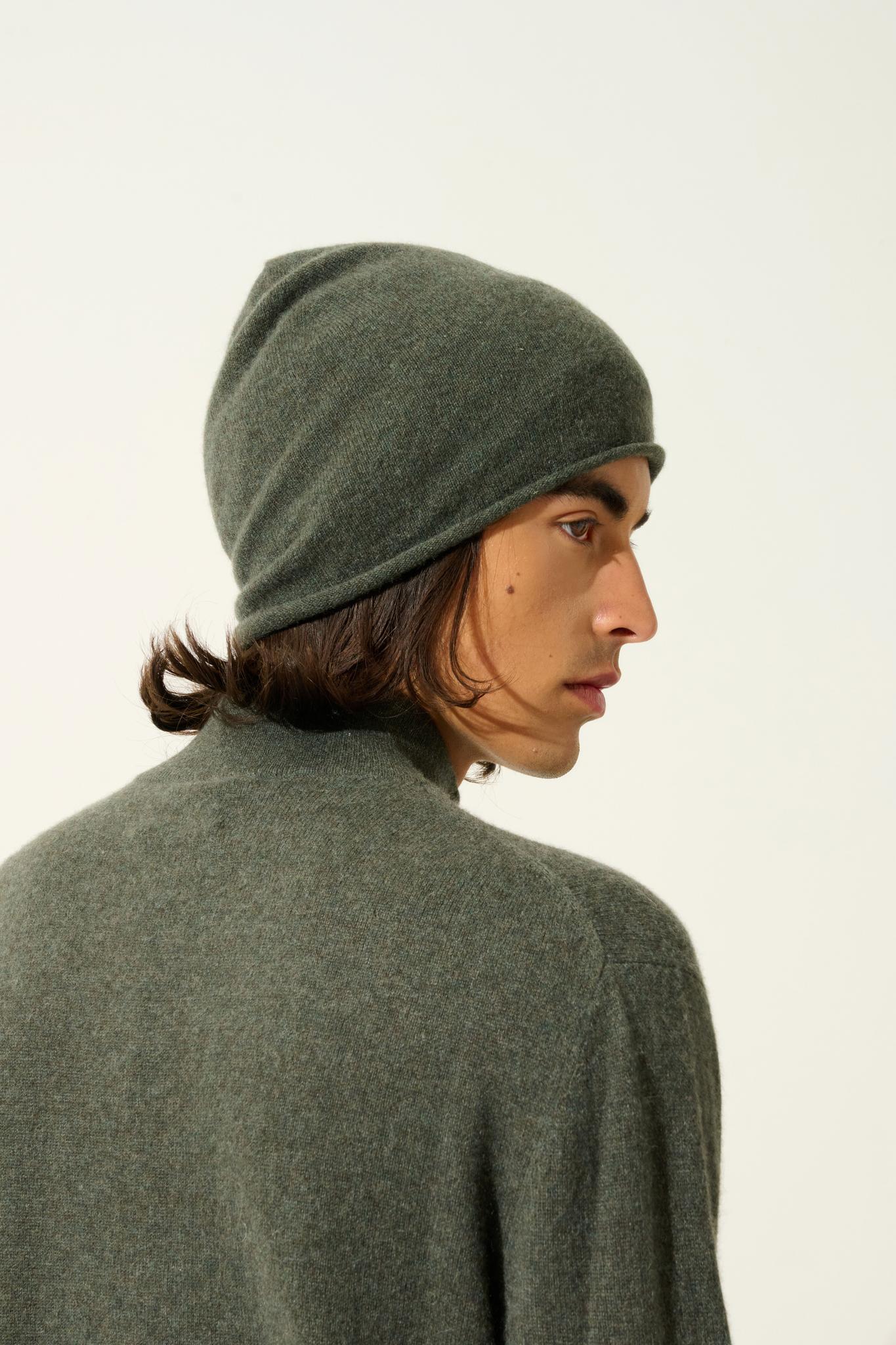 PINIER bonnet kaki chiné 100% cachemire