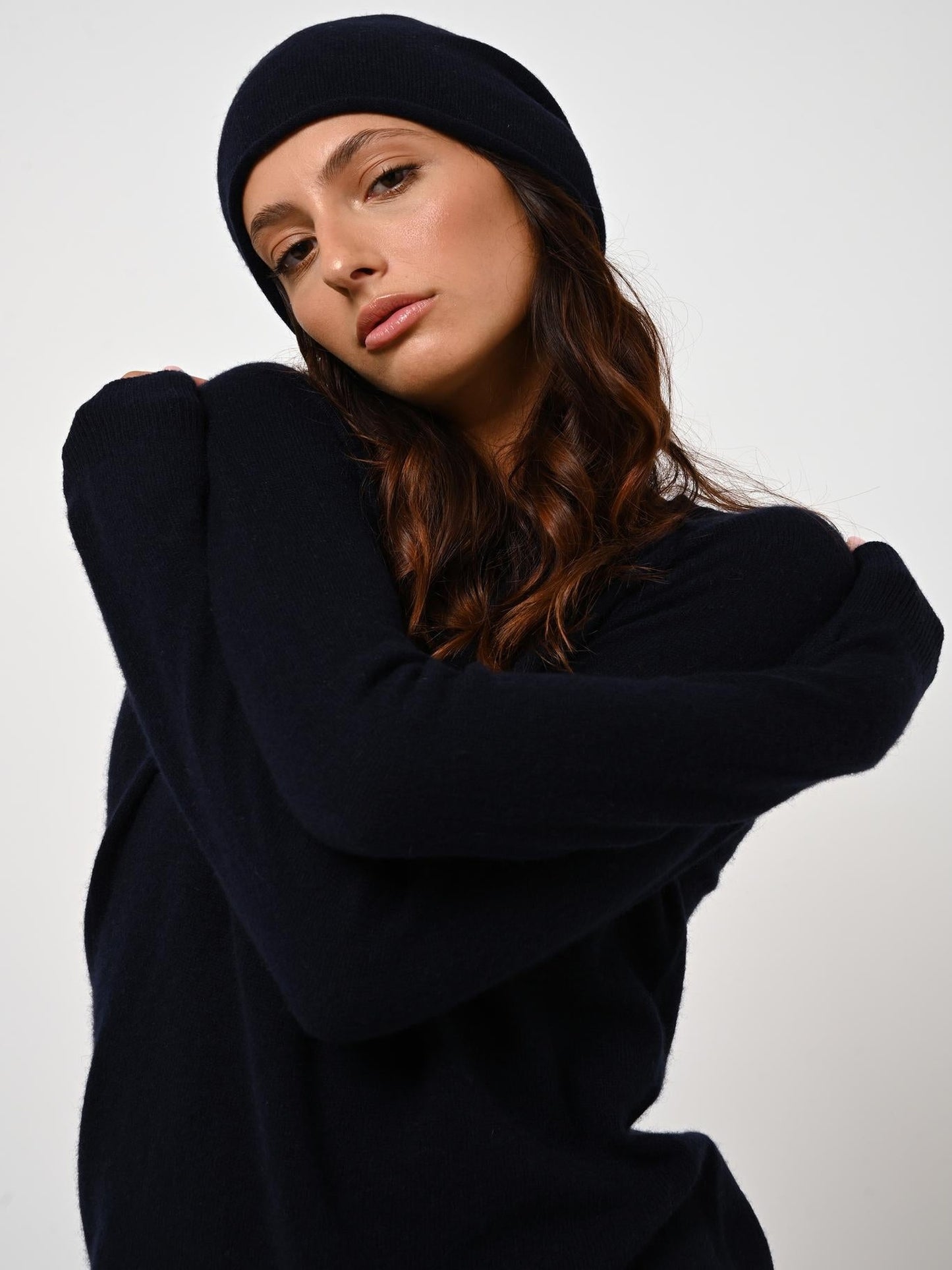 PINIER marineblaue Mütze aus 100 % Kaschmir