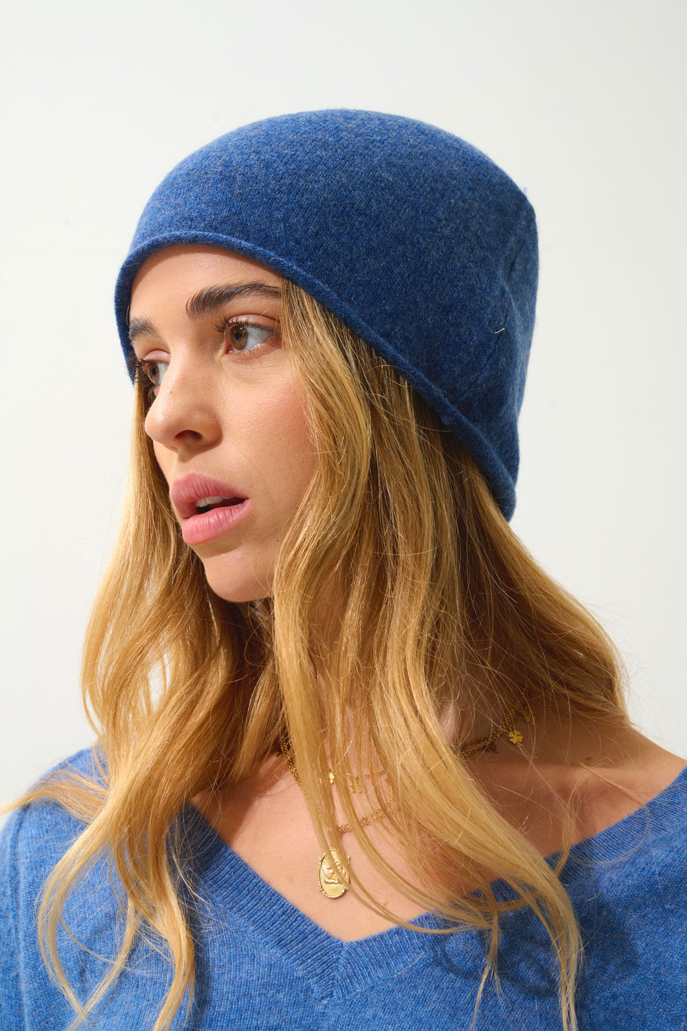 PINIER Ocean-Print Beanie, 100% Cashmere