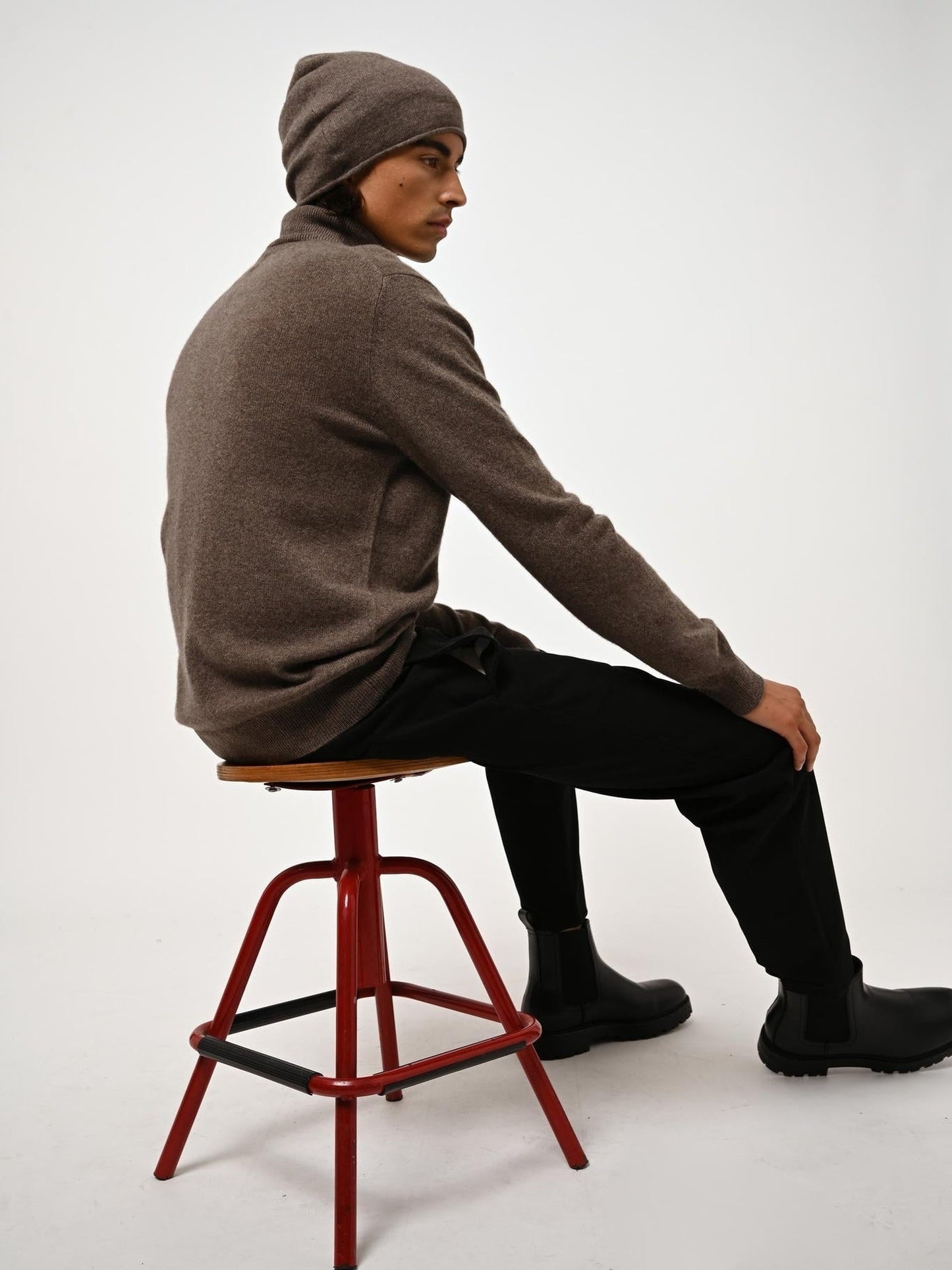 PINIER bonnet taupe chiné 100% cachemire