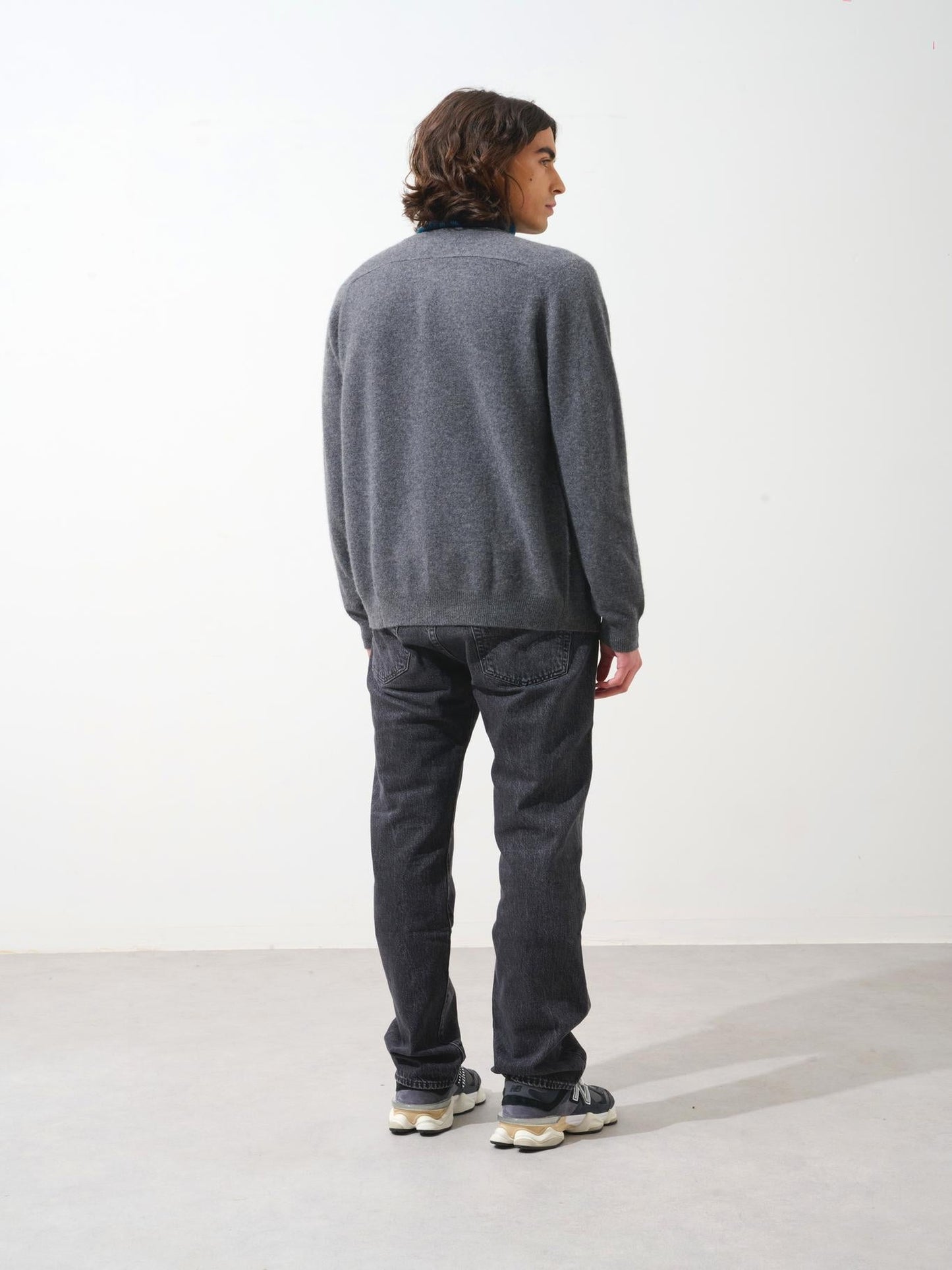 PIPA cardigan col v anthracite chiné 100% cachemire