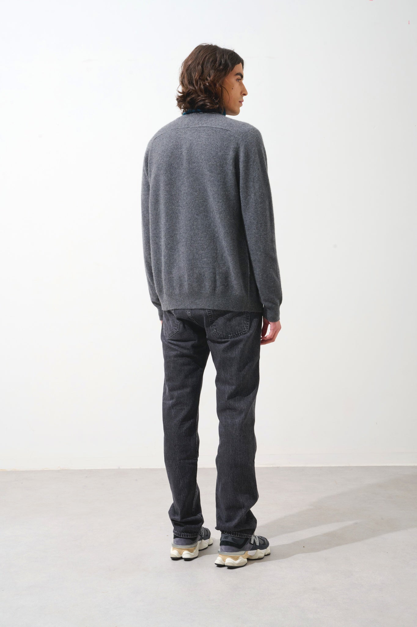 PIPA cardigan col v anthracite chiné 100% cachemire