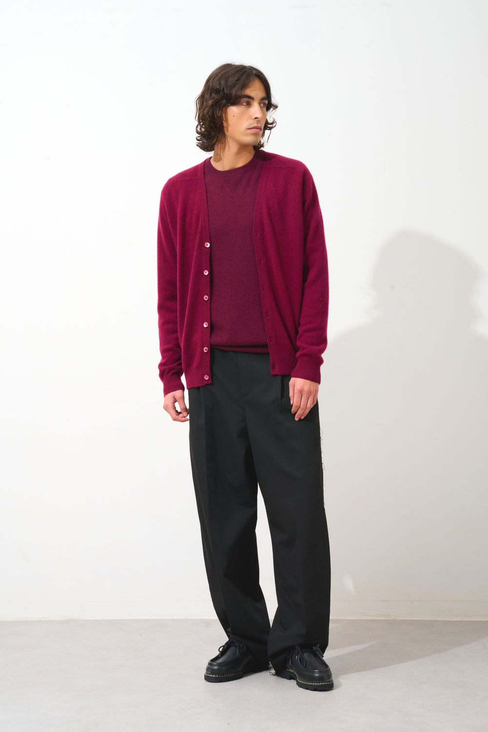PIPA burgundy v-neck cardigan 100% cashmere