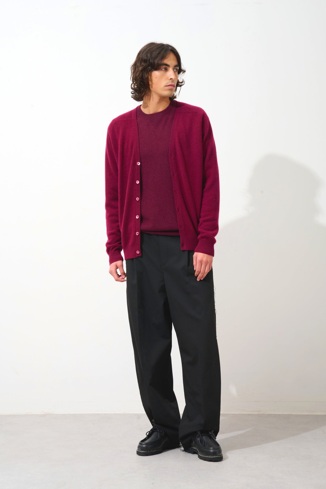 PIPA burgundy v-neck cardigan 100% cashmere
