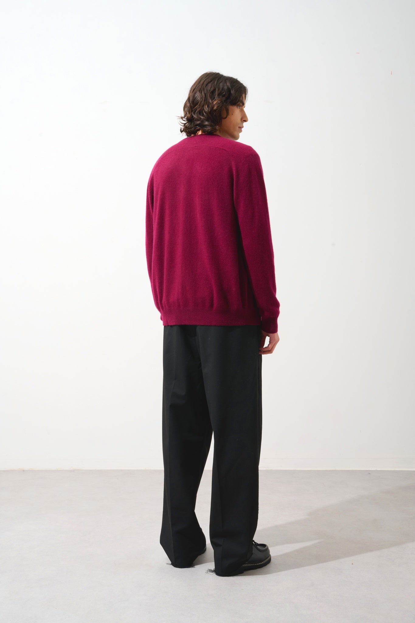 PIPA burgundy v-neck cardigan 100% cashmere