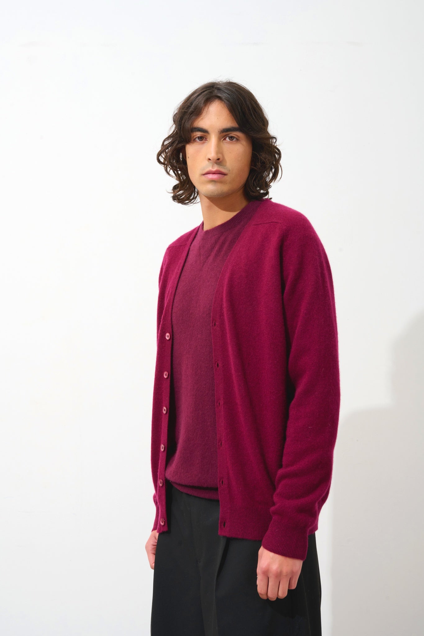 PIPA burgundy v-neck cardigan 100% cashmere