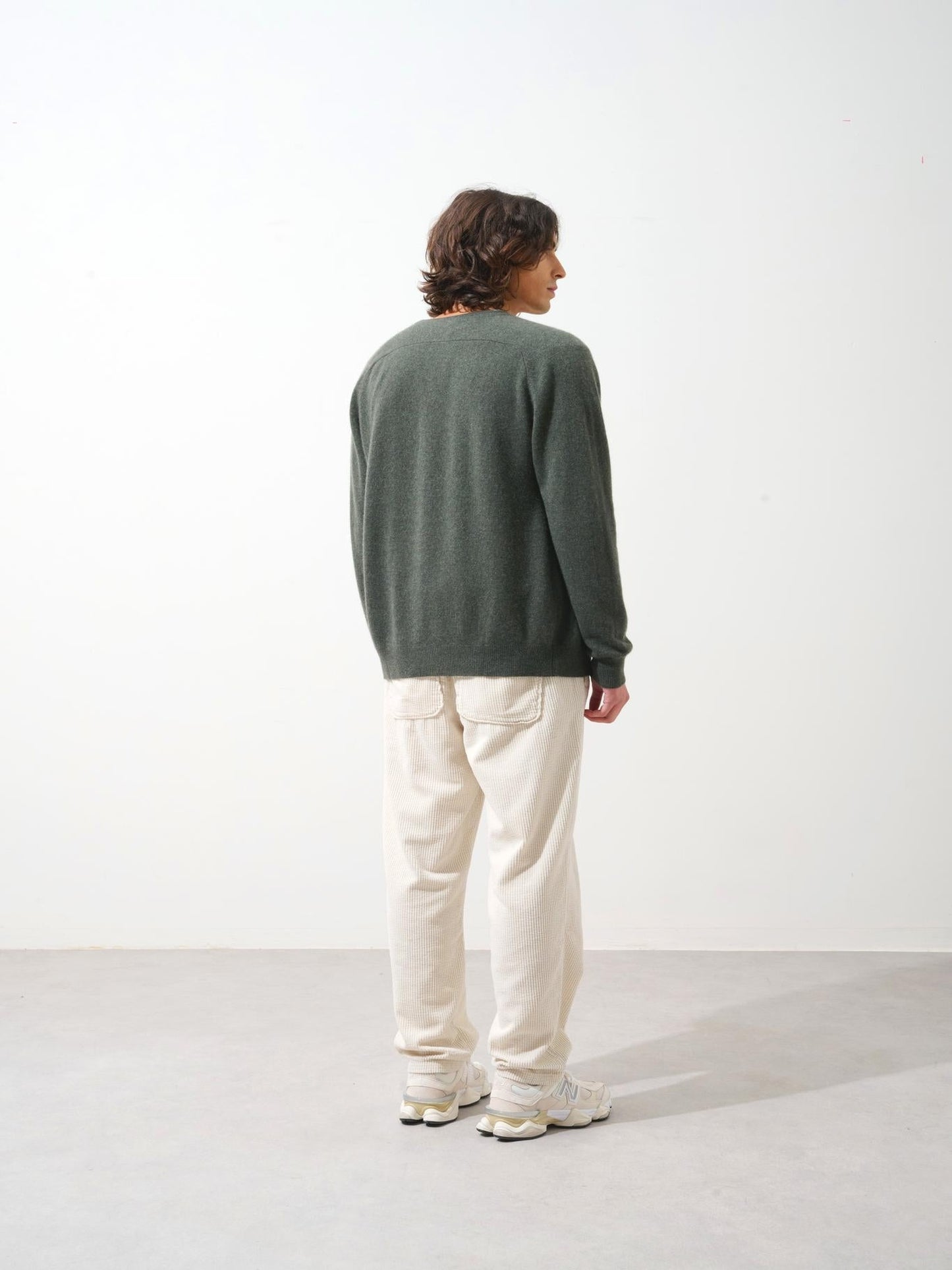 PIPA cardigan col v kaki chiné 100% cachemire