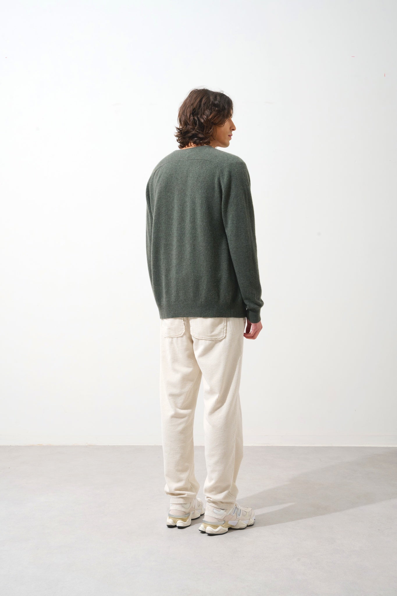 PIPA cardigan col v kaki chiné 100% cachemire