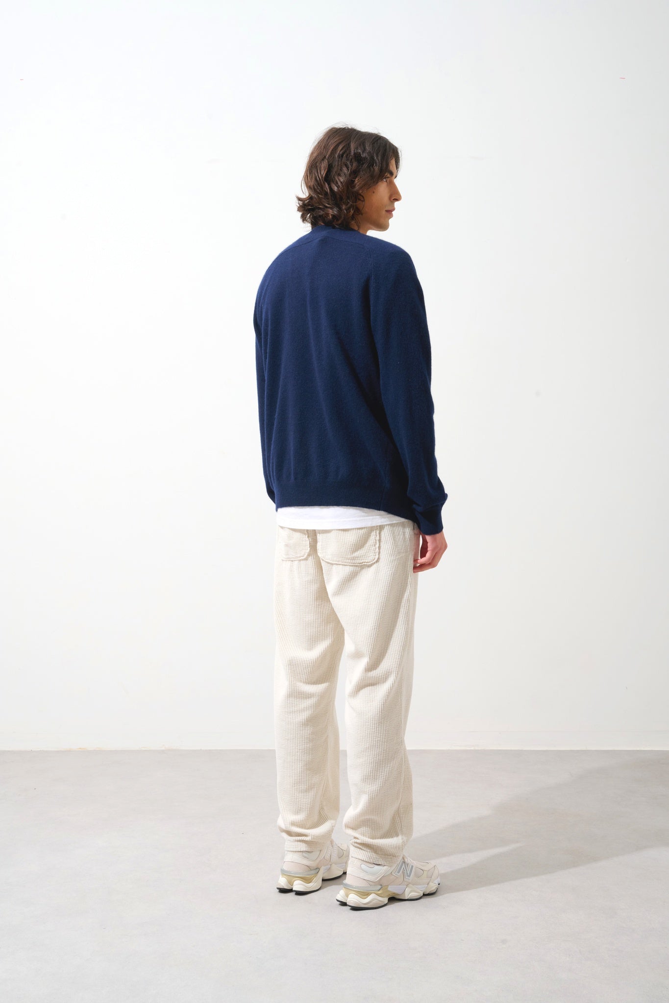 PIPA cardigan col v navy 100% cachemire