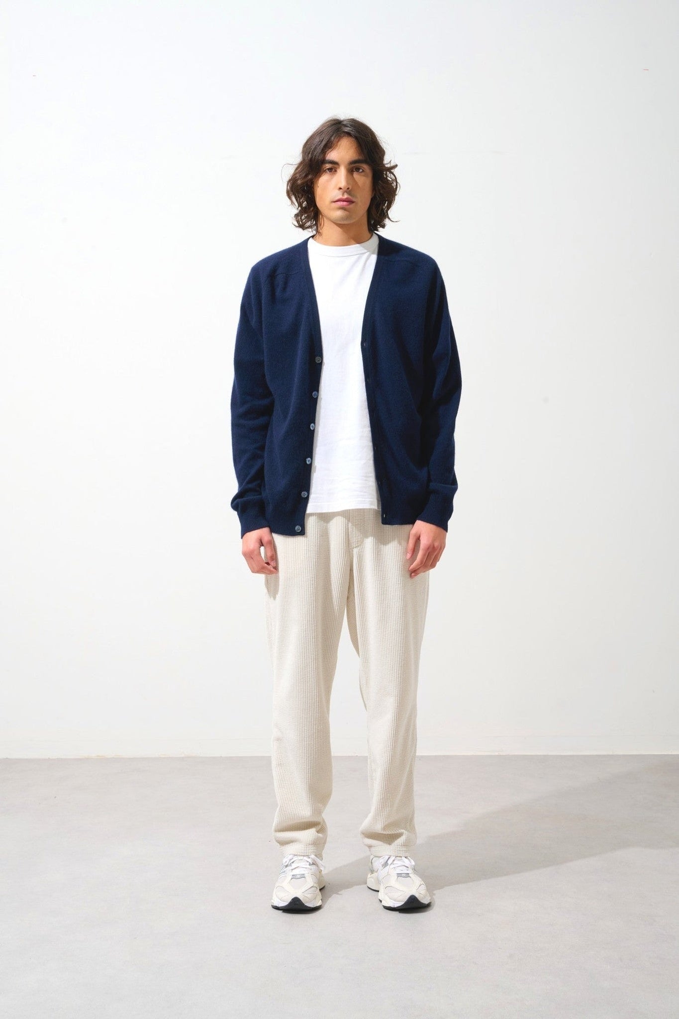 pipa cardigan col v navy 100% cachemire