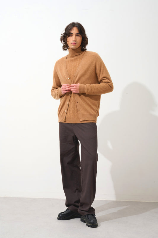 PIPA hazelnut v-neck cardigan 100% cashmere