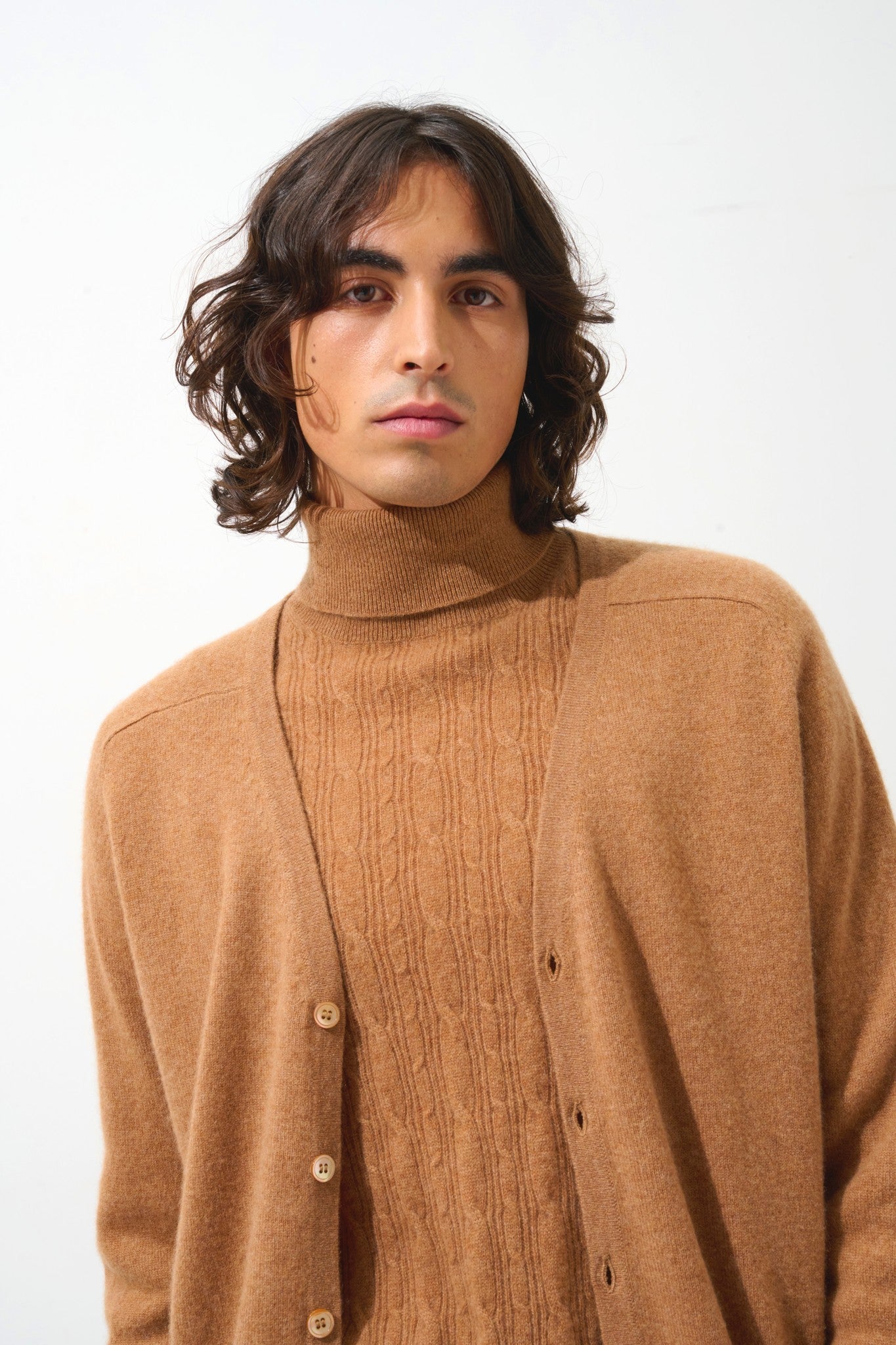 pipa cardigan col v noisette 100% cachemire