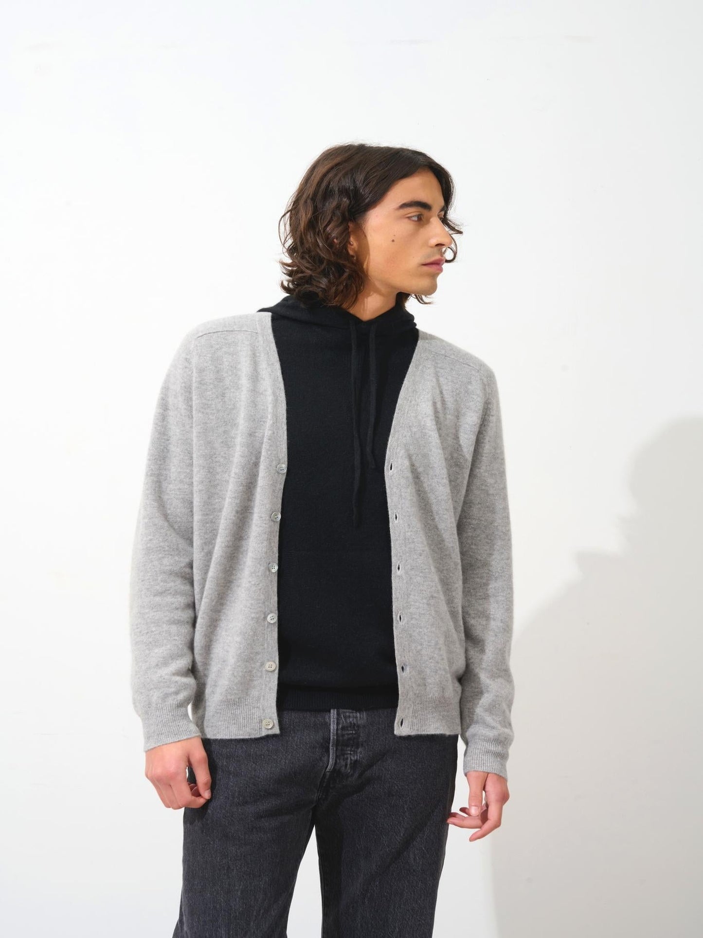 PIPA cardigan col v nuage chiné 100% cachemire