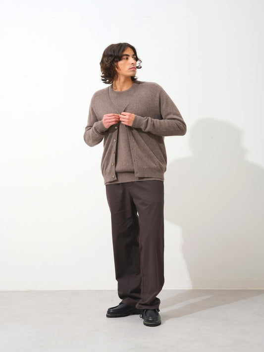 PIPA cardigan col v taupe chiné 100% cachemire