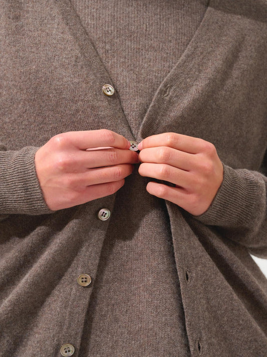 PIPA cardigan col v taupe chiné 100% cachemire