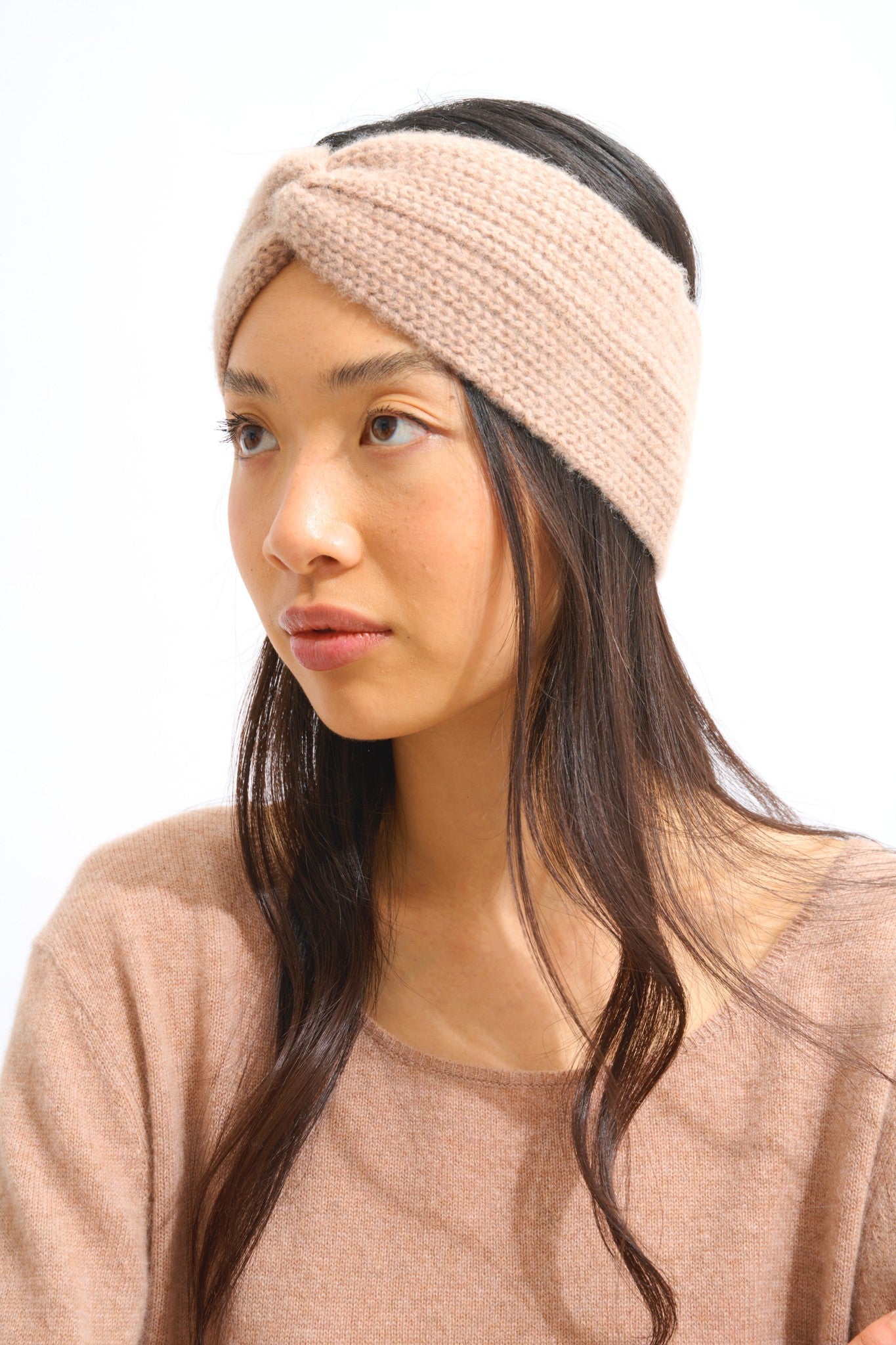 risto bandeau 8 fils camel chiné 100% cachemire