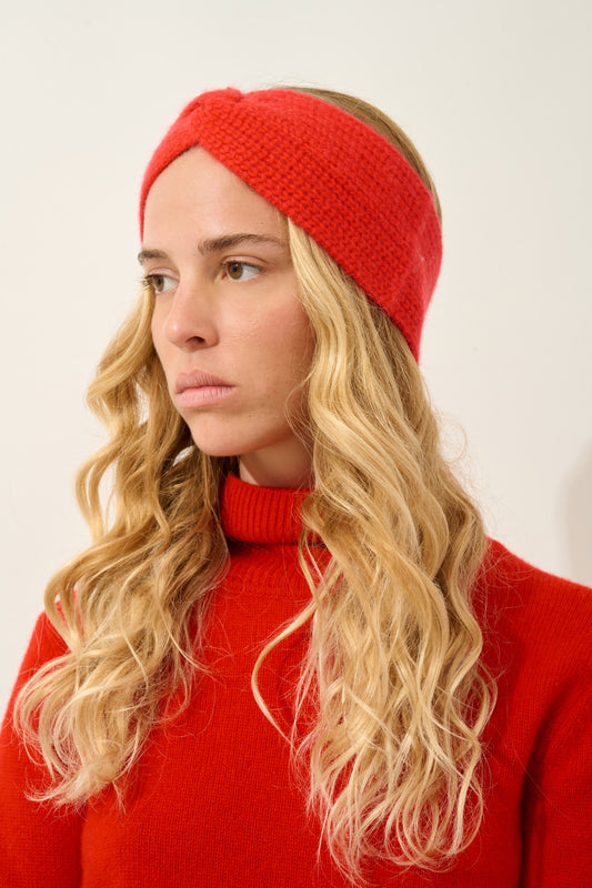 risto bandeau 8 fils carmin 100% cachemire