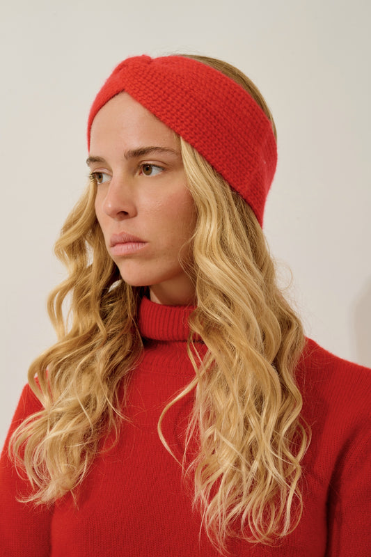 RISTO bandeau 8 fils carmin 100% cachemire