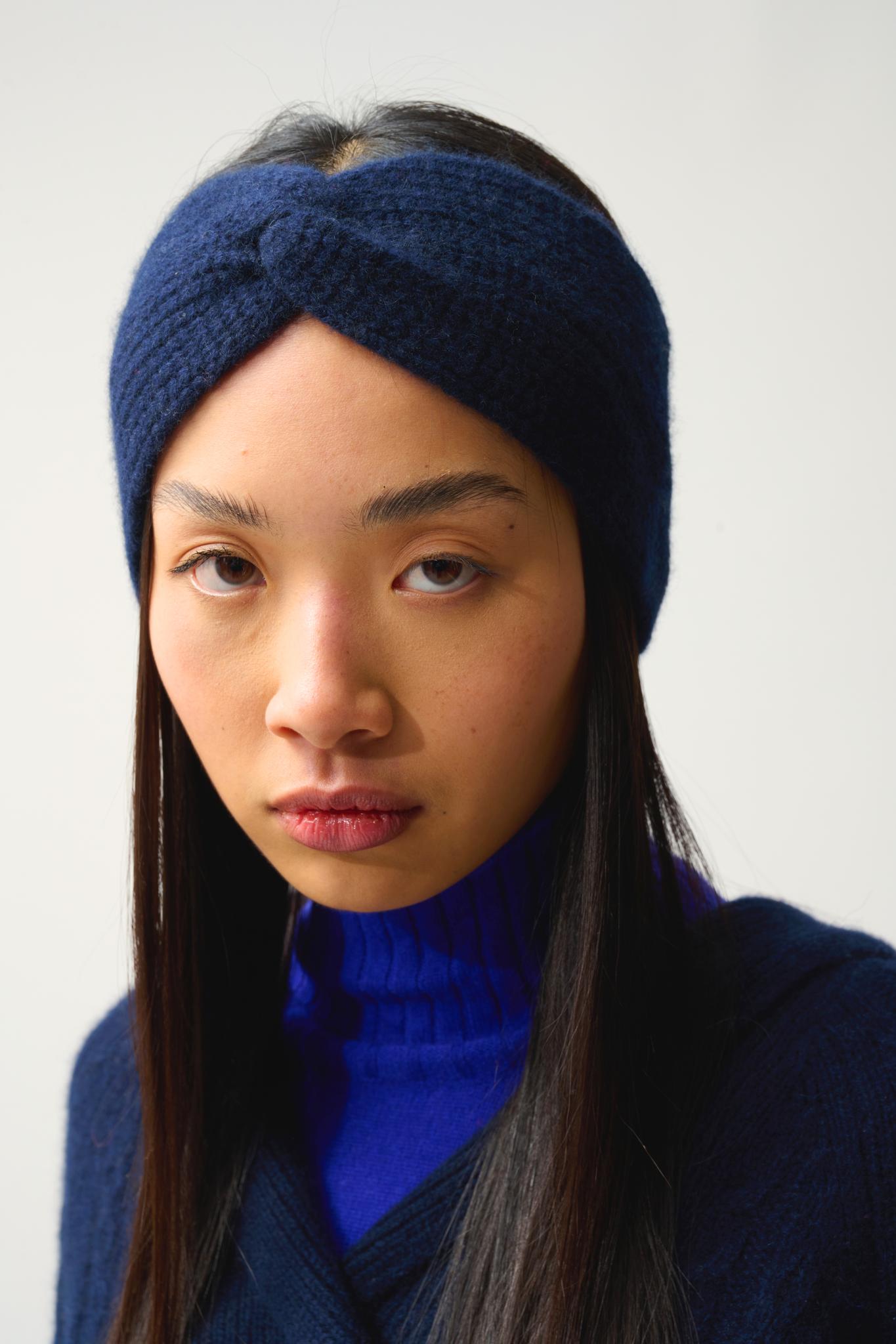 RISTO bandeau 8 fils navy 100% cachemire