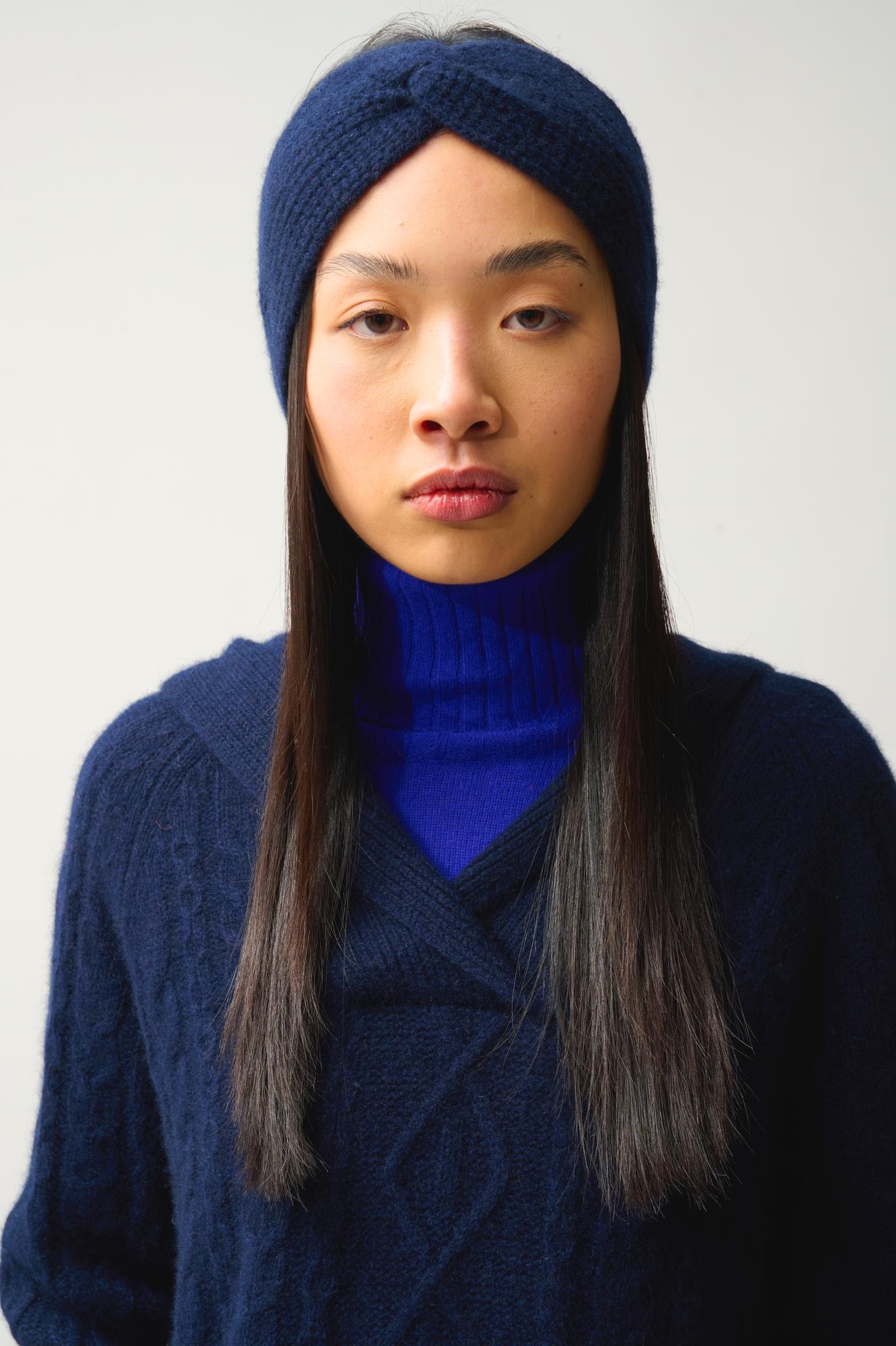 RISTO bandeau 8 fils navy 100% cachemire