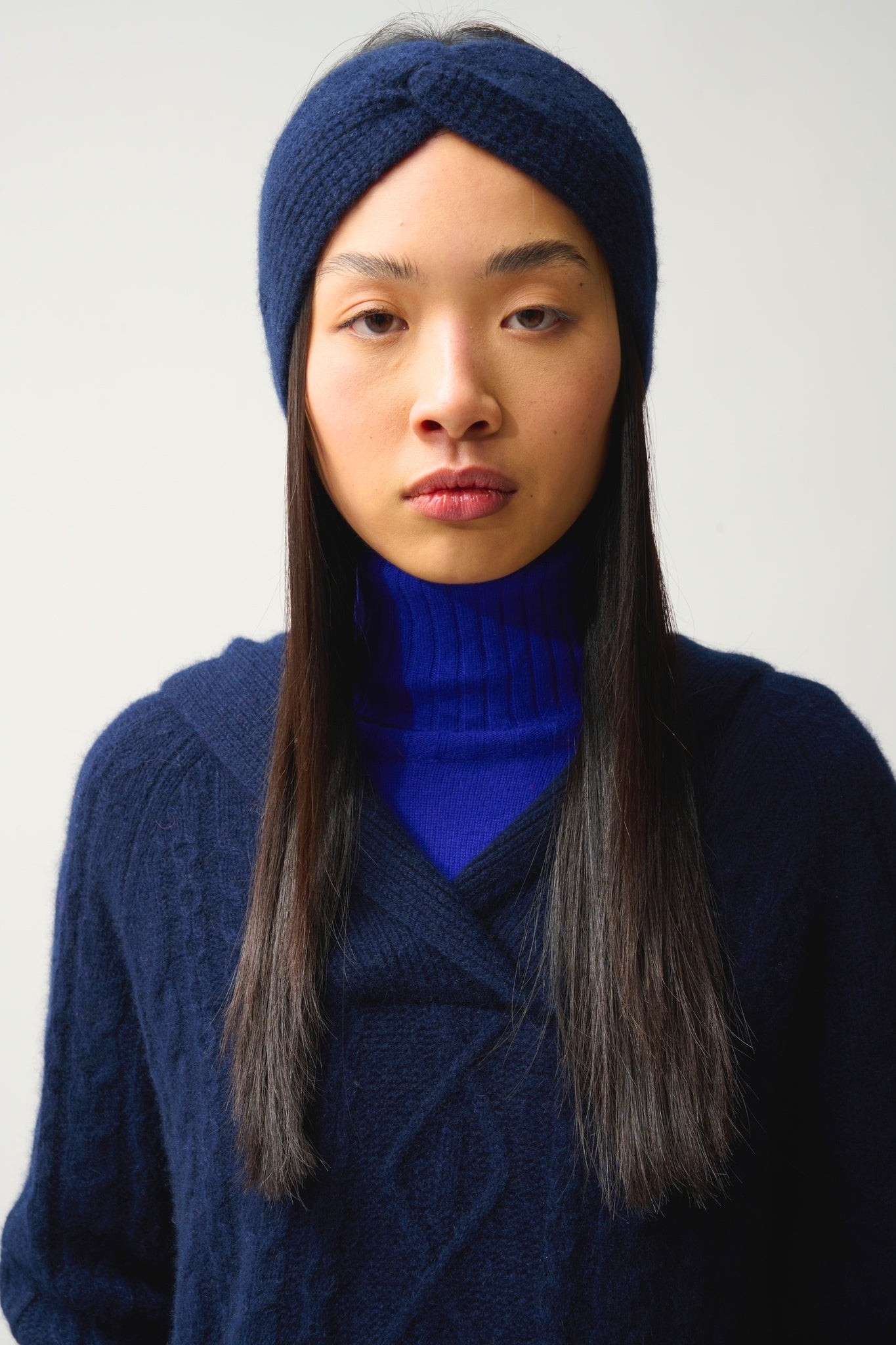 RISTO bandeau 8 fils navy 100% cachemire