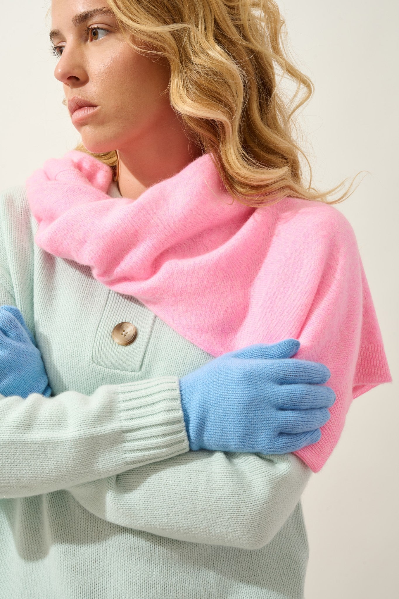 roc gants 4 fils baby blue 100% cachemire