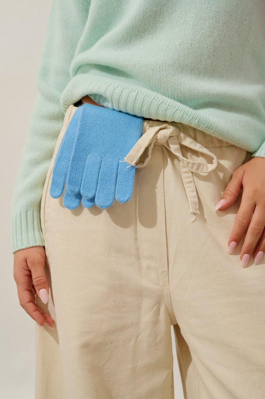 ROC gants 4 fils baby blue 100% cachemire