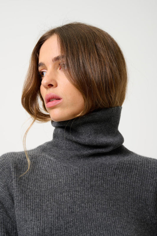 ROXANE turtleneck sweater anthracite mottled 100% cashmere
